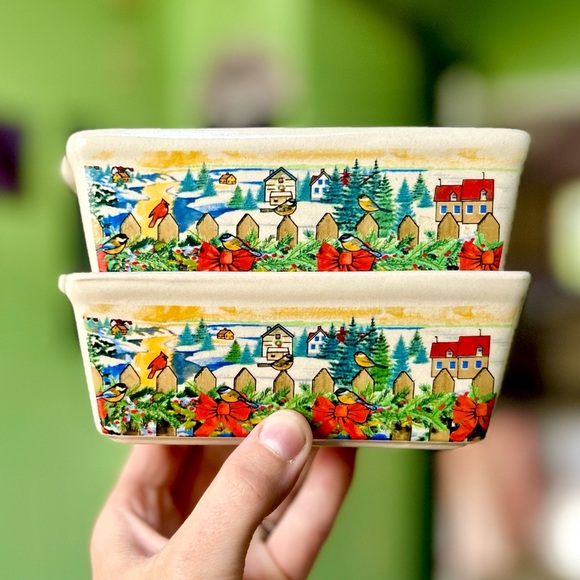 Other - Mini Christmas Festive Winter Birds Farmhouse Cottagecore Ceramic Bake Loaf Set